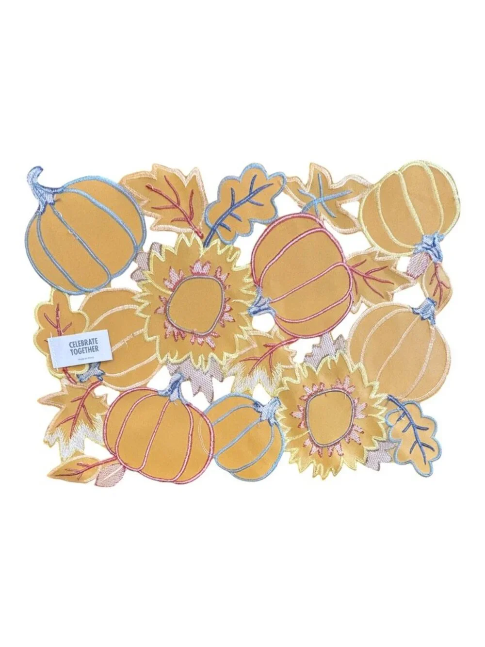 Kohls Celebrate Together Fall Harvest Pumpkin Embroidered Cut Out Placemats 4